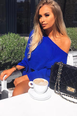 Royal Blue Cropped Batwing Jumper - Carmin