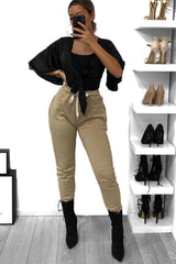 Black Satin Tie Crop Top - Alara