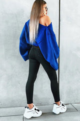 Royal Blue Cropped Batwing Jumper - Carmin