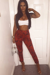 Red Camo Print Trousers - Lyza