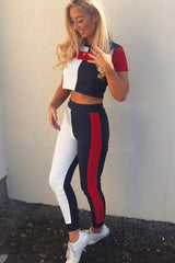 Navy Red and White Colour Block Co-ord - Sybil