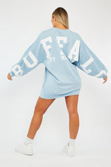Blue Buffalo New York Slogan Sweater Dress - Nazaria