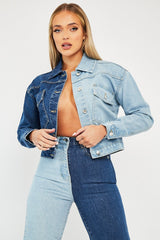 Blue Splice Two Tone Denim Jacket - Beula