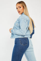 Blue Splice Two Tone Denim Jacket - Beula