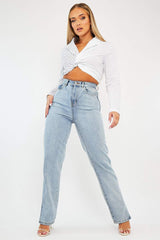 White Splice Stripe Wrap Shirt - Brenna