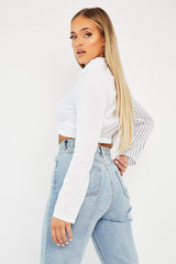 White Splice Stripe Wrap Shirt - Brenna
