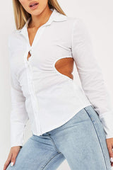 White Backless Cut Out Shirt - Maja