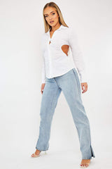 White Backless Cut Out Shirt - Maja