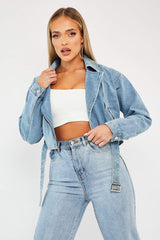 Blue Biker Denim Jacket - Indie