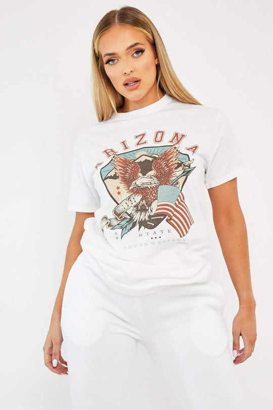 White Arizona Slogan T-shirt - Jelina