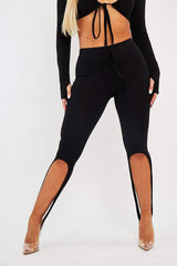 Black Jersey Stirrup Cycling Shorts - Maylee