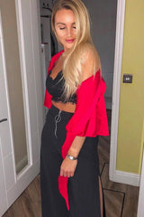 Red Satin Tie Crop Top - Alara