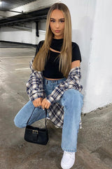 Black Cut Out Short Sleeve Slinky Crop Top - Harriet