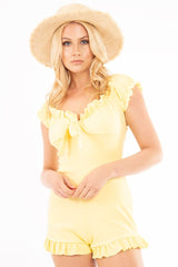 Yellow Milkmaid Frill Detail Playsuit - Frona