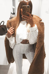 Cream Cable Knit Batwing Jumper Loungwear Set - Janea