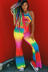 Multi Coloured Rainbow Flared Trousers - Chessa