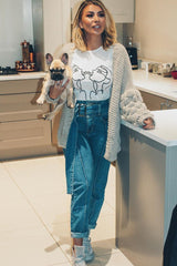 Mid Wash Belted Straight Leg Jeans - Crosley