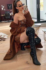 Brown Snake Zip Front Bandeau And Skirt Co-Ord - Dyani