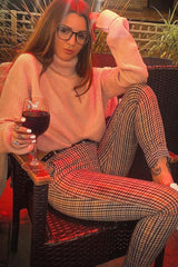 Brown Check Belted Tapered Trousers - Kierra