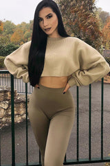 Nude Cropped Batwing Jumper - Lizy