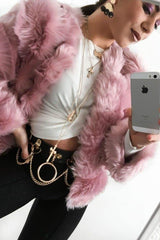 Pink Faux Fur Jacket - Estelle