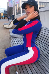 Blue Black Red Striped Tracksuit - Greylynn