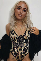 Leopard Print Lace Panelled Bodysuit - Lenya