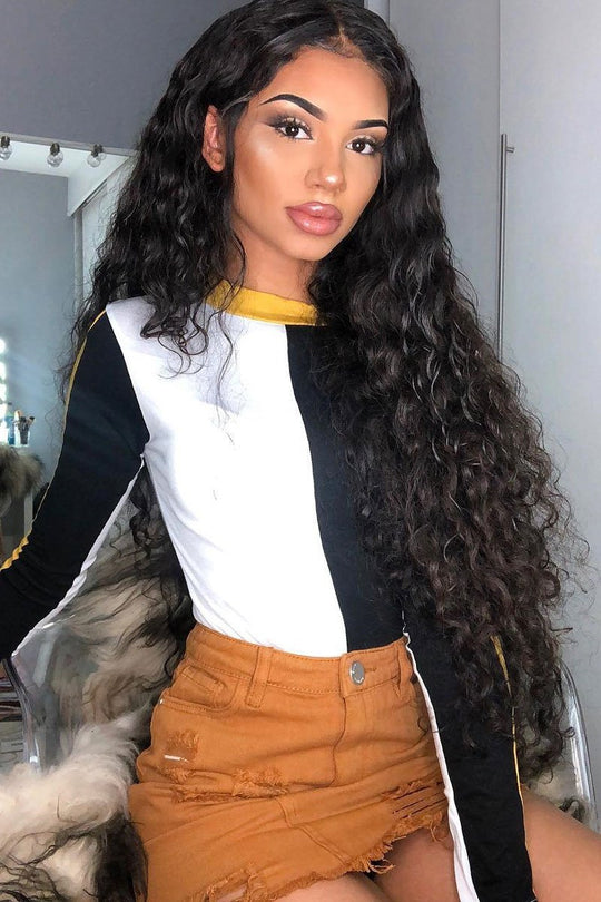 White Black and Mustard Contrast Long Sleeved Bodysuit - Lareen