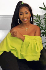 Lime Green Cropped Batwing Jumper - Carmin