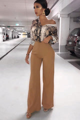 Camel High Waist Flare Trousers -Tisha
