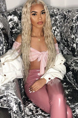 Rose Pink Shiny Vinyl PU Leggings - Rio