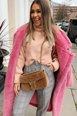 Pink Rib Knit Roll Neck Jumper - Brinna