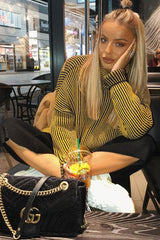 Mustard Ottoman Rib Roll Neck Jumper - Renee