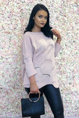 Pink Scallop Hem Knit Jumper - Elyssa