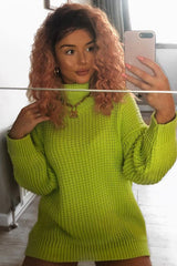 Lime Chunky Knit Jumper Dress - Maci