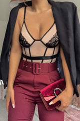Black Nude Lace Mesh Bodysuit - Orielle