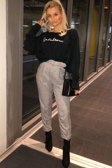 Tartan High Waist Tapered Cigarette Trousers - Maddy