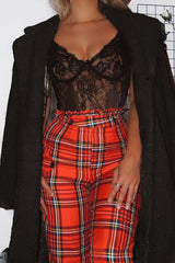 Red Tartan Frill Detail Trousers - Bristal