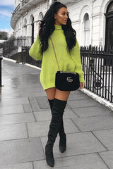 Lime Chunky Knit Jumper Dress - Maci
