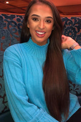 Turqouise Knit High Neck Jumper - Jaelynn