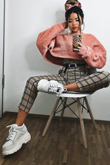 Pink Fluffy Long Sleeve Crop Jumper - Noura