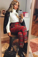 Red Tartan Frill Detail Trousers - Bristal