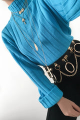 Turqouise Knit High Neck Jumper - Jaelynn