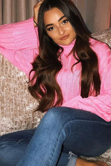 Pink Knit High Neck Jumper - Jaelynn