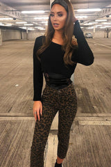 Leopard Print High Waist Denim Jeans - Lorine