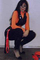 Neon Orange Slinky Bodysuit - Allison