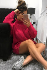 Pink Chunky Knit Jumper Dress - Maci