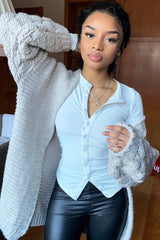 Beige Chunky Knit Oversized Cardigan - Eaden