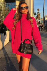 Pink Chunky Knit Jumper Dress - Maci
