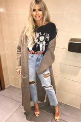 Camel Knitted Longline Cardigan - Jadamarie